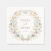 Bezaubernde Pastel Wildblume Garden Wreath Wedding Serviette (Vorderseite)