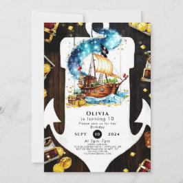 Bezaubernde Pastelle Schatzsuche Piraten Geburtsta Einladung