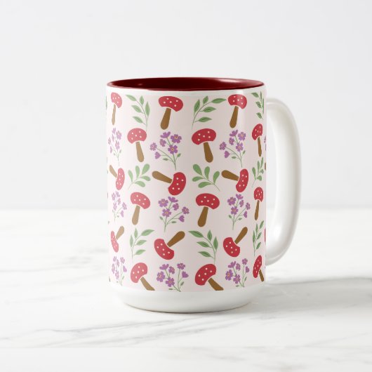 Bezaubernde Pilze und Blüten Zweifarbige Tasse (VorderseiteRechts)