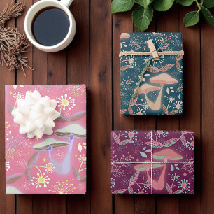 Bezaubernde Pilze, Waldflora, Whimsikum Geschenkpapier Set