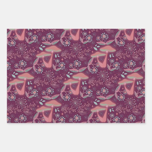 Bezaubernde Pilze, Waldflora, Whimsikum Geschenkpapier Set (Vorderseite 3)