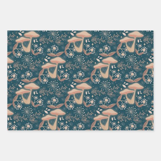 Bezaubernde Pilze, Waldflora, Whimsikum Geschenkpapier Set (Vorderseite 2)