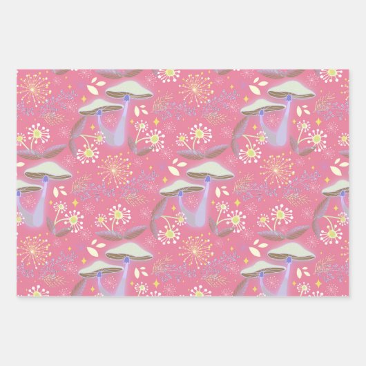 Bezaubernde Pilze, Waldflora, Whimsikum Geschenkpapier Set (Vorderseite)