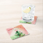 Bezaubernde Pine Tree & Red Ornament Urlaub Rechteckiger Pappuntersetzer (Vor Ort)