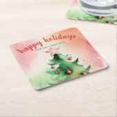 Bezaubernde Pine Tree & Red Ornament Urlaub Rechteckiger Pappuntersetzer (angewinkelt)