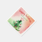 Bezaubernde Pine Tree & Red Ornament Urlaub Serviette (Ecke)