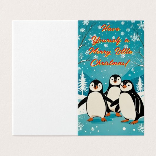 bezaubernde Pinguine Weihnachtskarte (Außenseite Aufgefaltet)