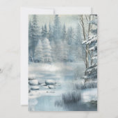 Bezaubernde Pinienwälder rustikale Winterhochzeit Einladung (Rückseite)