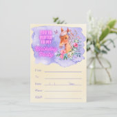 Bezaubernde Pony und Wildblumen zum Geburtstag Einladung (Stehend Vorderseite)