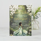 Bezaubernde Prinzessin & Frosch Grünes Kleid Süß 1 Einladung (Stehend Vorderseite)