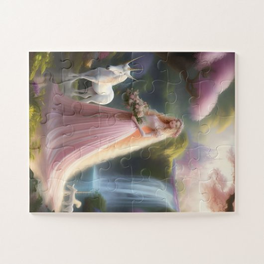 Bezaubernde Prinzessin & Unicorn Fantasy Art Puzzle (Horizontal)
