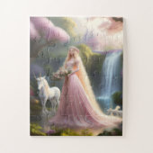 Bezaubernde Prinzessin & Unicorn Fantasy Art Puzzle (Vertikal)