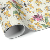 Bezaubernde Queen Bee, Honeycomb & Exotic Blume Geschenkpapier (Rolleneckpunkt)
