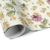 Bezaubernde Queen Bee, Honeycomb & Exotic Blume Geschenkpapier (Rolleneckpunkt)
