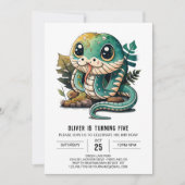 Bezaubernde Reptilschlange zum Geburtstag Einladung (Vorderseite)