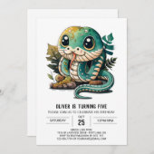 Bezaubernde Reptilschlange zum Geburtstag Einladung (Vorne/Hinten)