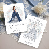 Bezaubernde romantische spanische Quinceñera Blue  Einladung