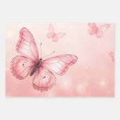 bezaubernde rosa Schmetterlinge Geschenkpapier Set (Vorderseite 2)