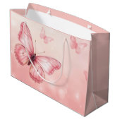 bezaubernde rosa Schmetterlinge Große Geschenktüte (Rückseite Schrägansicht)