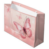 bezaubernde rosa Schmetterlinge Große Geschenktüte (Vorderseite Schrägansicht)