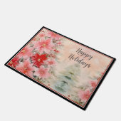 Bezaubernde Rosa Wasserfarbe Poinsettia Tree Fußmatte (Schrägansicht)