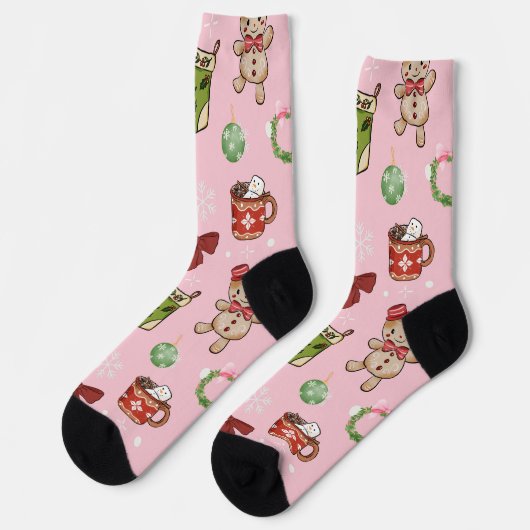 Bezaubernde rosa Weihnachtsstrümpfe Socken (Linkes Detail)