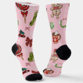 Bezaubernde rosa Weihnachtsstrümpfe Socken (Gewinkelt)
