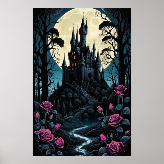 Bezaubernde Rose Burg Fantasy Poster (Vorne)
