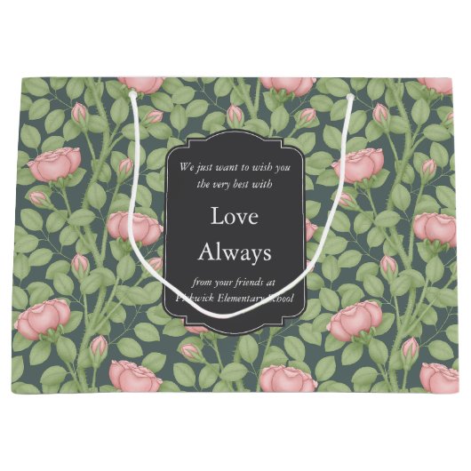 Bezaubernde Rose Garten Braun Große Geschenktüte (Vorderseite)