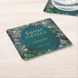 Bezaubernde Rose Grüne Fairy Woodland UAWG Rechteckiger Pappuntersetzer