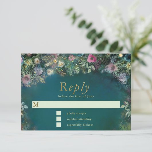 Bezaubernde Rose Grüne Fairy Woodland UAWG RSVP Karte (Stehend Vorderseite)