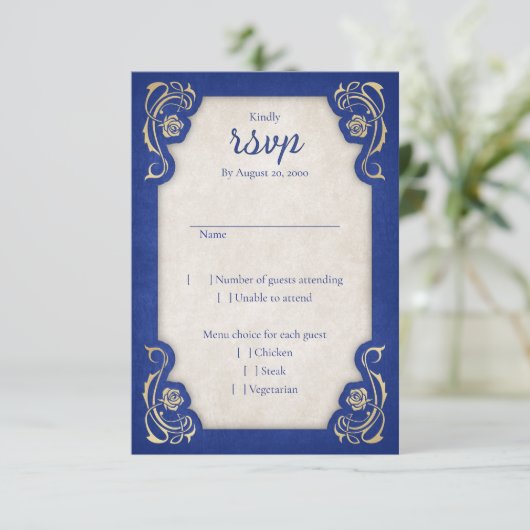 Bezaubernde Rose Hochzeit RSVP Karte (Stehend Vorderseite)