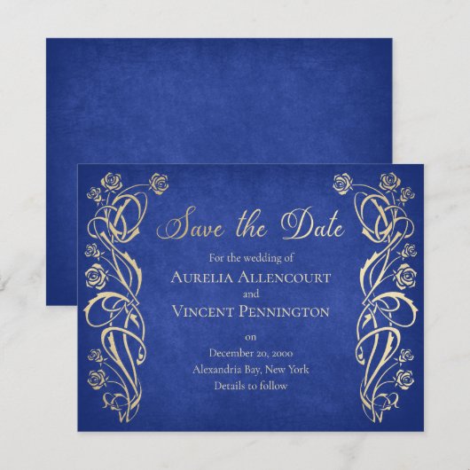 Bezaubernde Rose Hochzeit Save The Date (Vorne/Hinten)