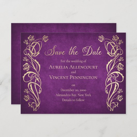 Bezaubernde Rose Hochzeit Save The Date (Vorne/Hinten)