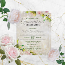 Bezaubernde Rose Wasserfarbe Quinceañera Einladung