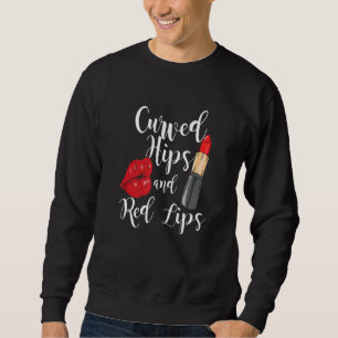 Bezaubernde rote Lippen Lipstick gekrümmte Hüften  Sweatshirt