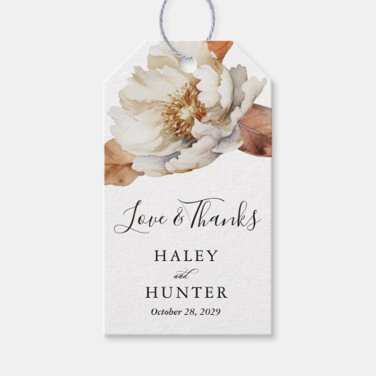 Bezaubernde rustikale Blütenhochzeit im Herbst Geschenkanhänger (Vorderseite)