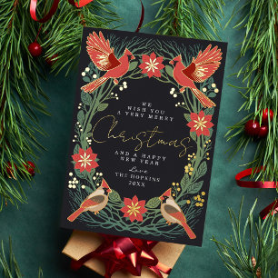 Bezaubernde rustikale Weihnachtslieder-Kardinal Folien Feiertagskarte
