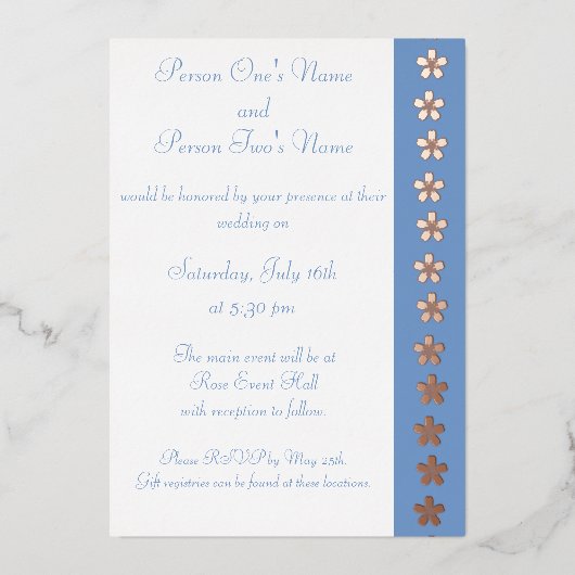 Bezaubernde Sakura in Periwinkle Foil Einladung (Vorderseite)