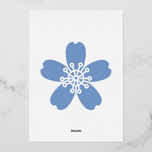 Bezaubernde Sakura in Periwinkle Foil Einladung (Rückseite)