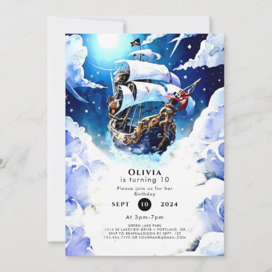 Bezaubernde Schatzsuche Pirate Geburtstag Einladung (Vorderseite)
