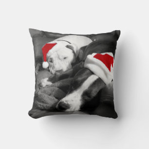 bezaubernde schlafende Pitbull-Welpen Santa Weihna Kissen