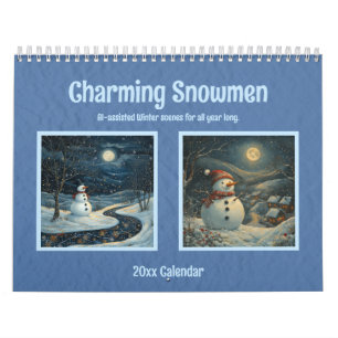 Bezaubernde Schneemänner Winterlandschaften KI-unt Kalender