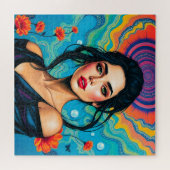 Bezaubernde Schönheit mit Blumenenergie Puzzle (Horizontal)