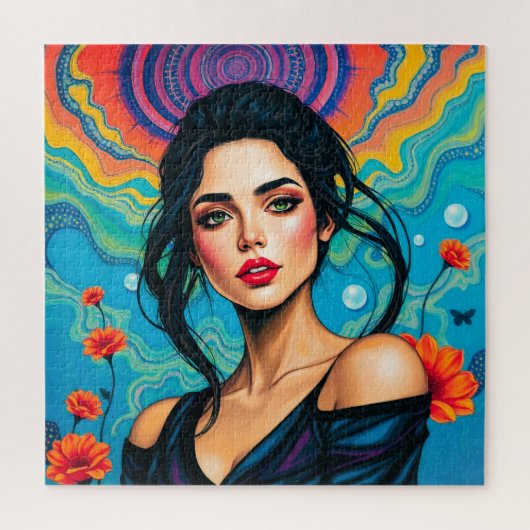 Bezaubernde Schönheit mit Blumenenergie Puzzle (Vertikal)