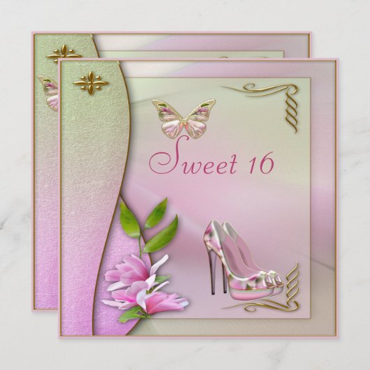 Bezaubernde Schuhe Magnolie u. Einladung (Vorne/Hinten)