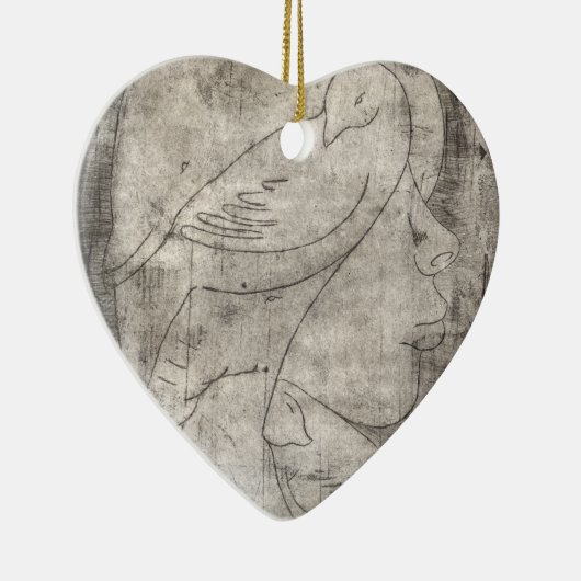 Bezaubernde Schwarz-Weiß-Print: Junge Mädchen unte Keramik Ornament (Rechts)