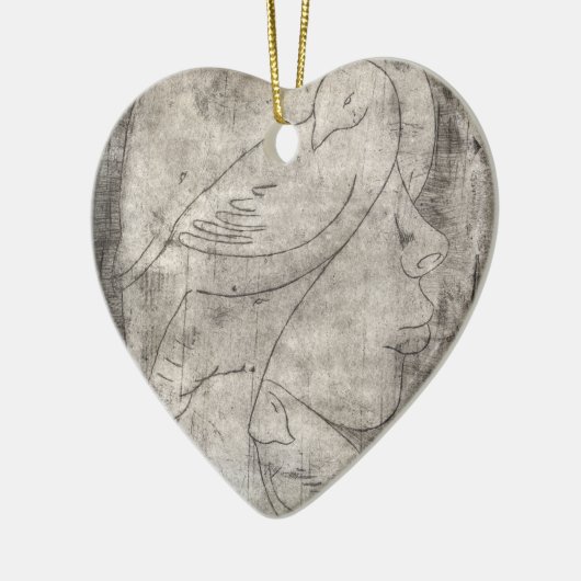 Bezaubernde Schwarz-Weiß-Print: Junge Mädchen unte Keramik Ornament (Links)