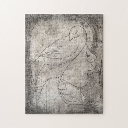 Bezaubernde Schwarz-Weiß-Print: Junge Mädchen unte Puzzle (Vertikal)