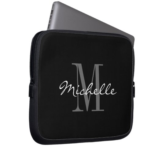 Bezaubernde Schwarzweiss-Monogrammlaptophülsen Laptopschutzhülle (Vorne Rechts)